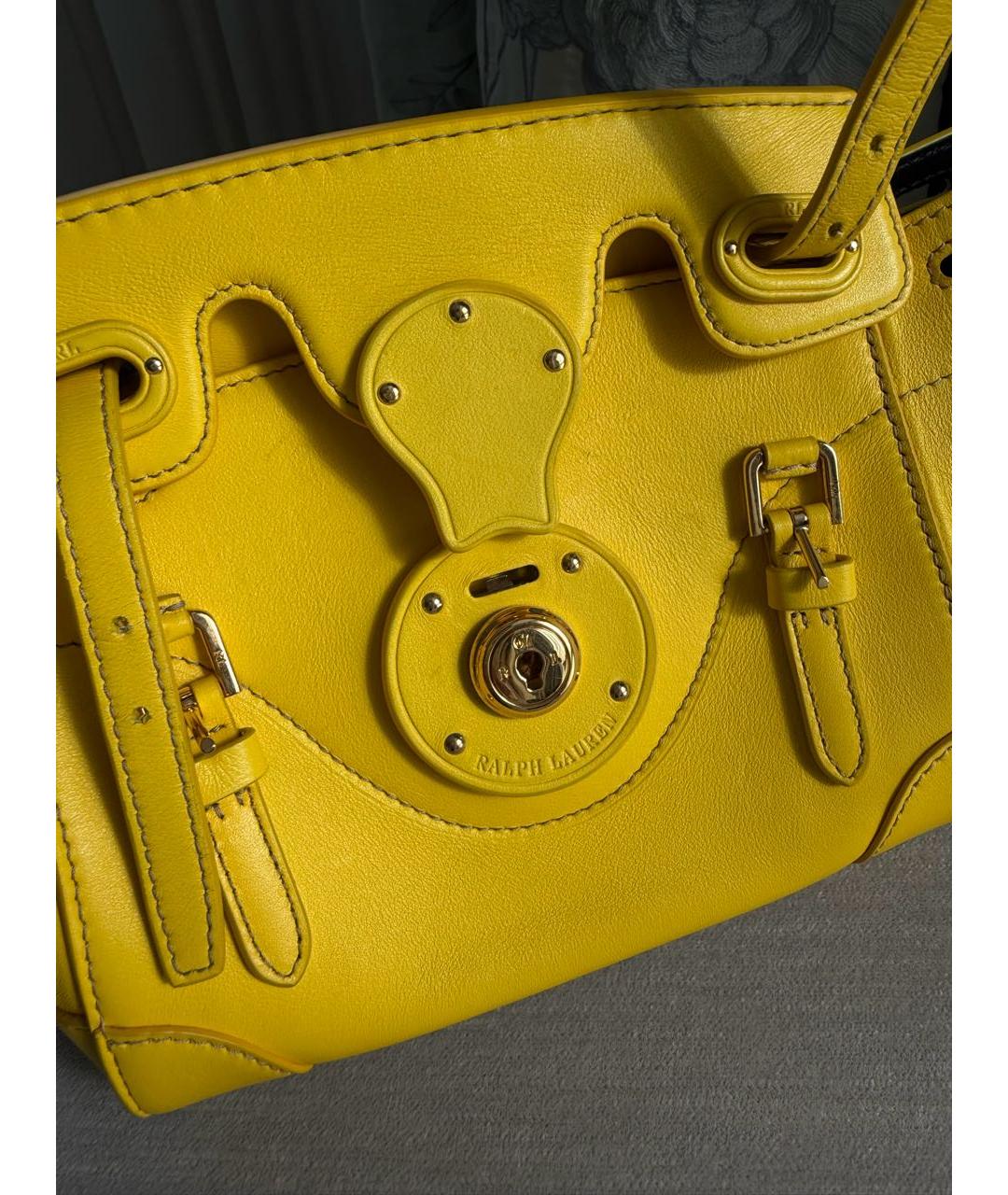 RALPH LAUREN Желтая кожаная сумка через плечо, фото 6