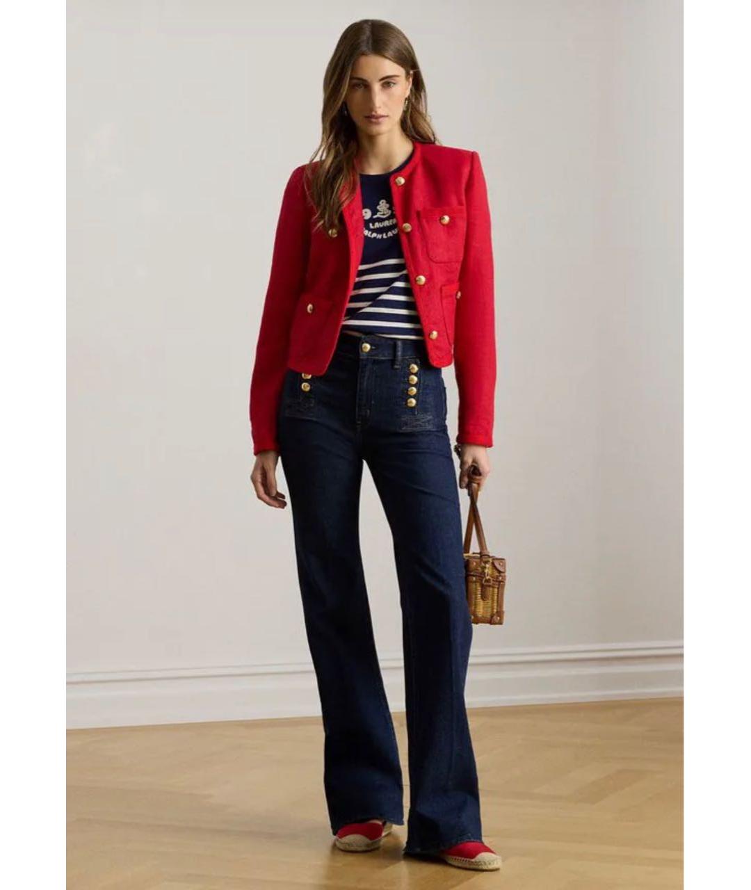 RALPH LAUREN Темно-синие хлопко-эластановые джинсы клеш, фото 5