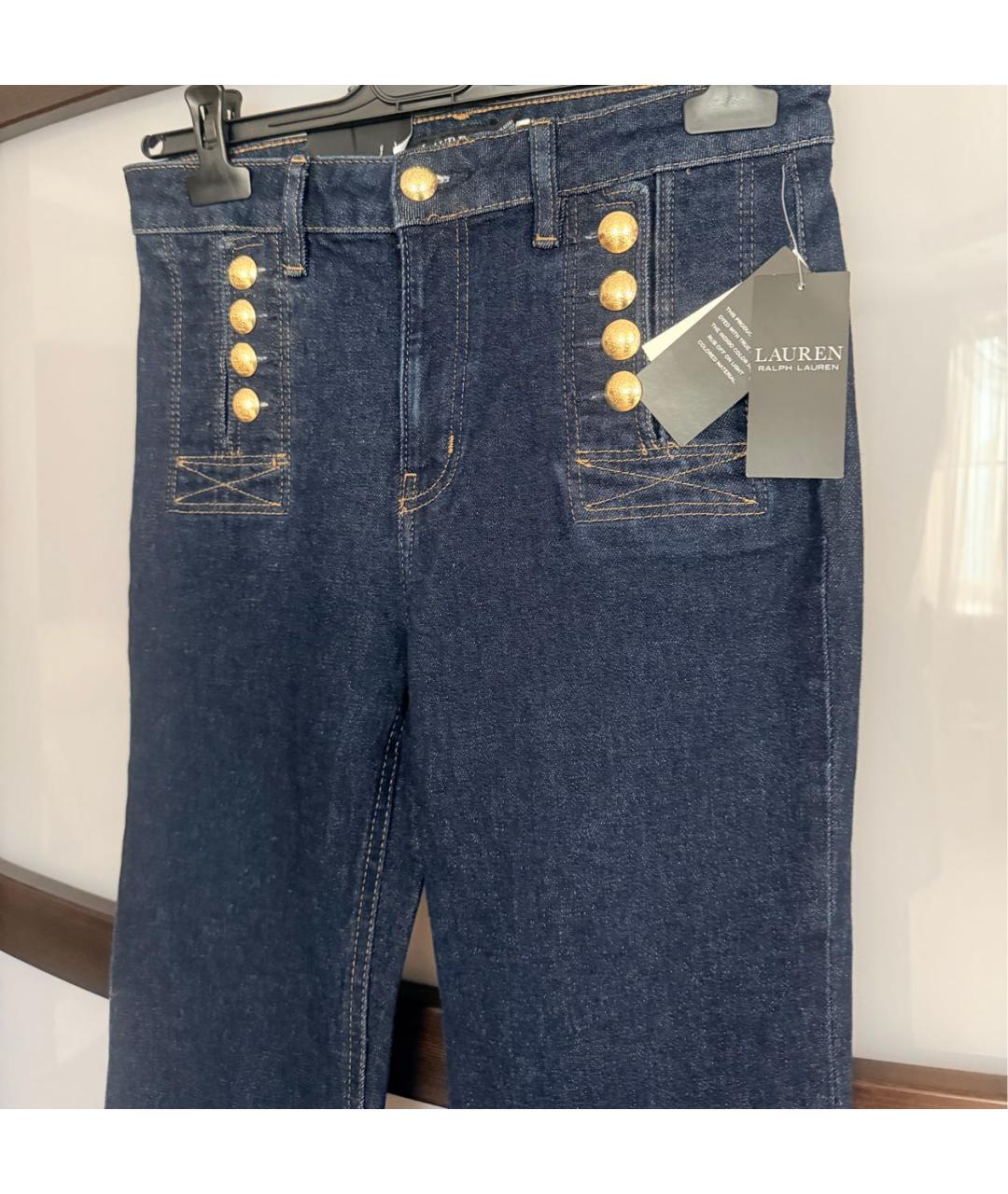 RALPH LAUREN Темно-синие хлопко-эластановые джинсы клеш, фото 3