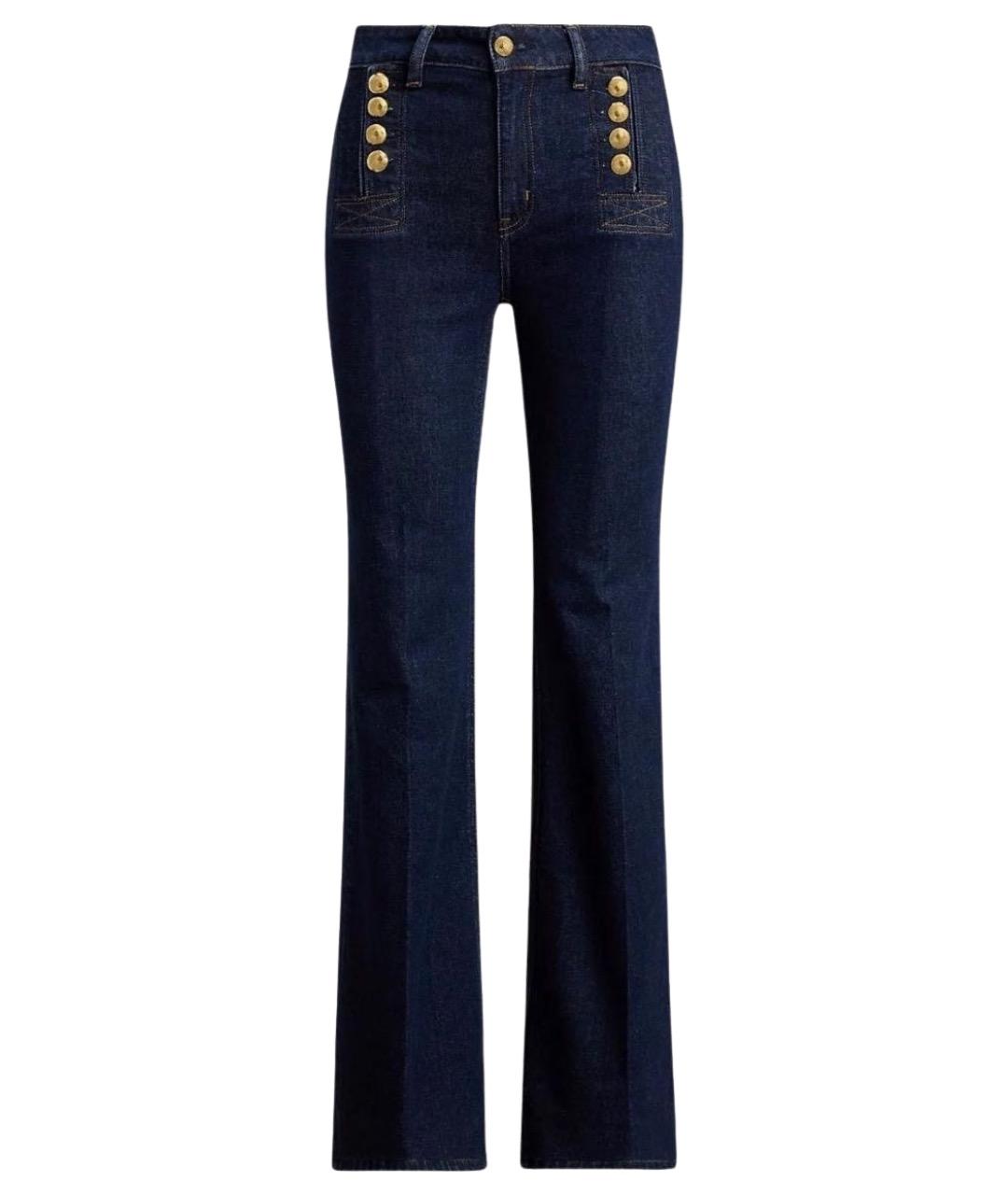 RALPH LAUREN Темно-синие хлопко-эластановые джинсы клеш, фото 1