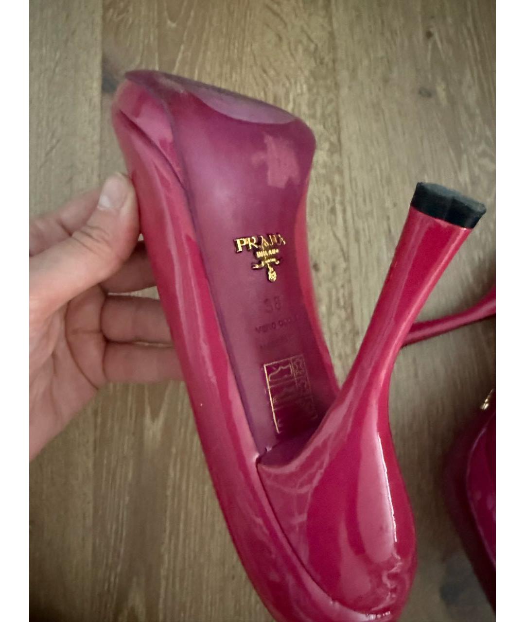 PRADA Розовые кожаные босоножки, фото 4