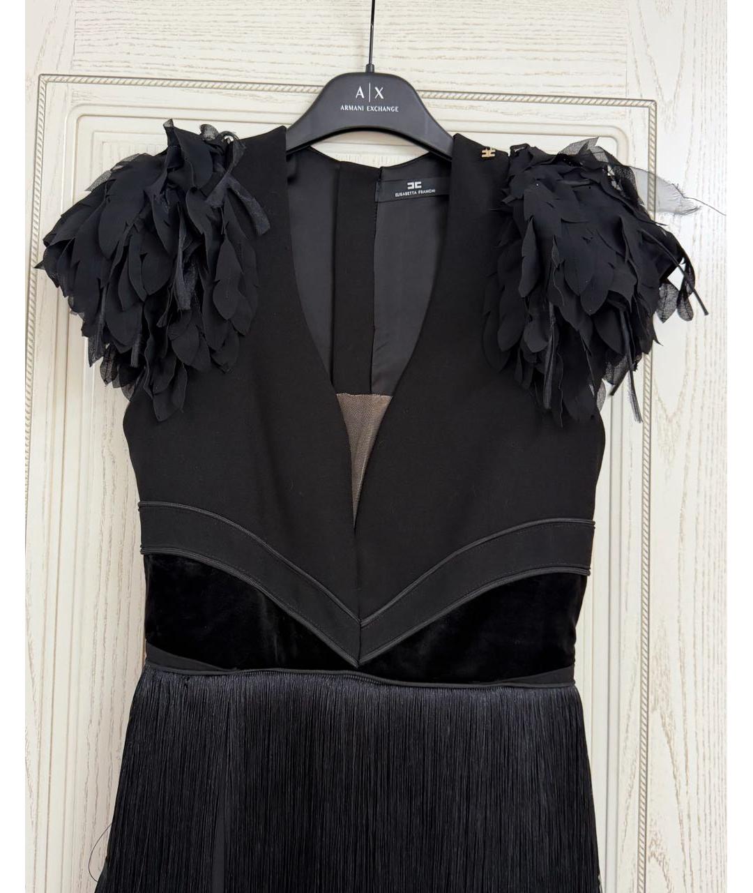 ELISABETTA FRANCHI Черное полиэстеровое вечернее платье, фото 3
