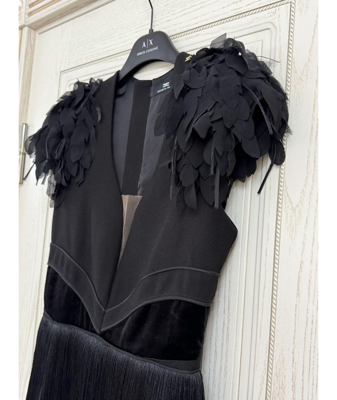 ELISABETTA FRANCHI Черное полиэстеровое вечернее платье, фото 4