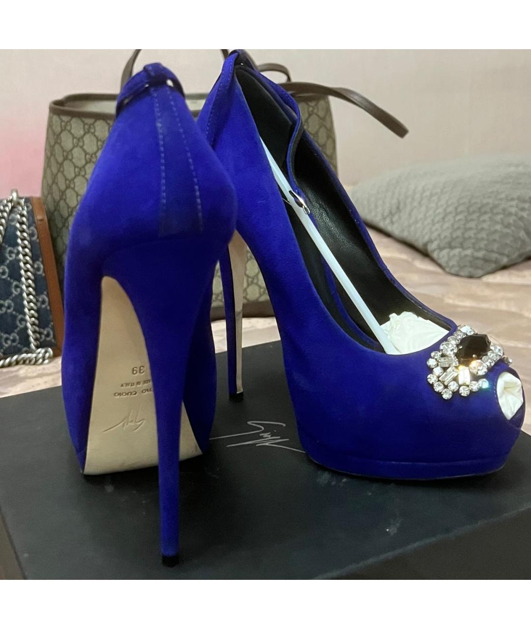 GIUSEPPE ZANOTTI DESIGN Синие замшевые туфли, фото 4