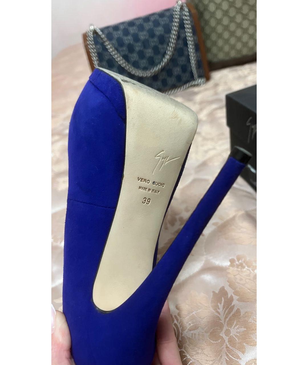 GIUSEPPE ZANOTTI DESIGN Синие замшевые туфли, фото 6