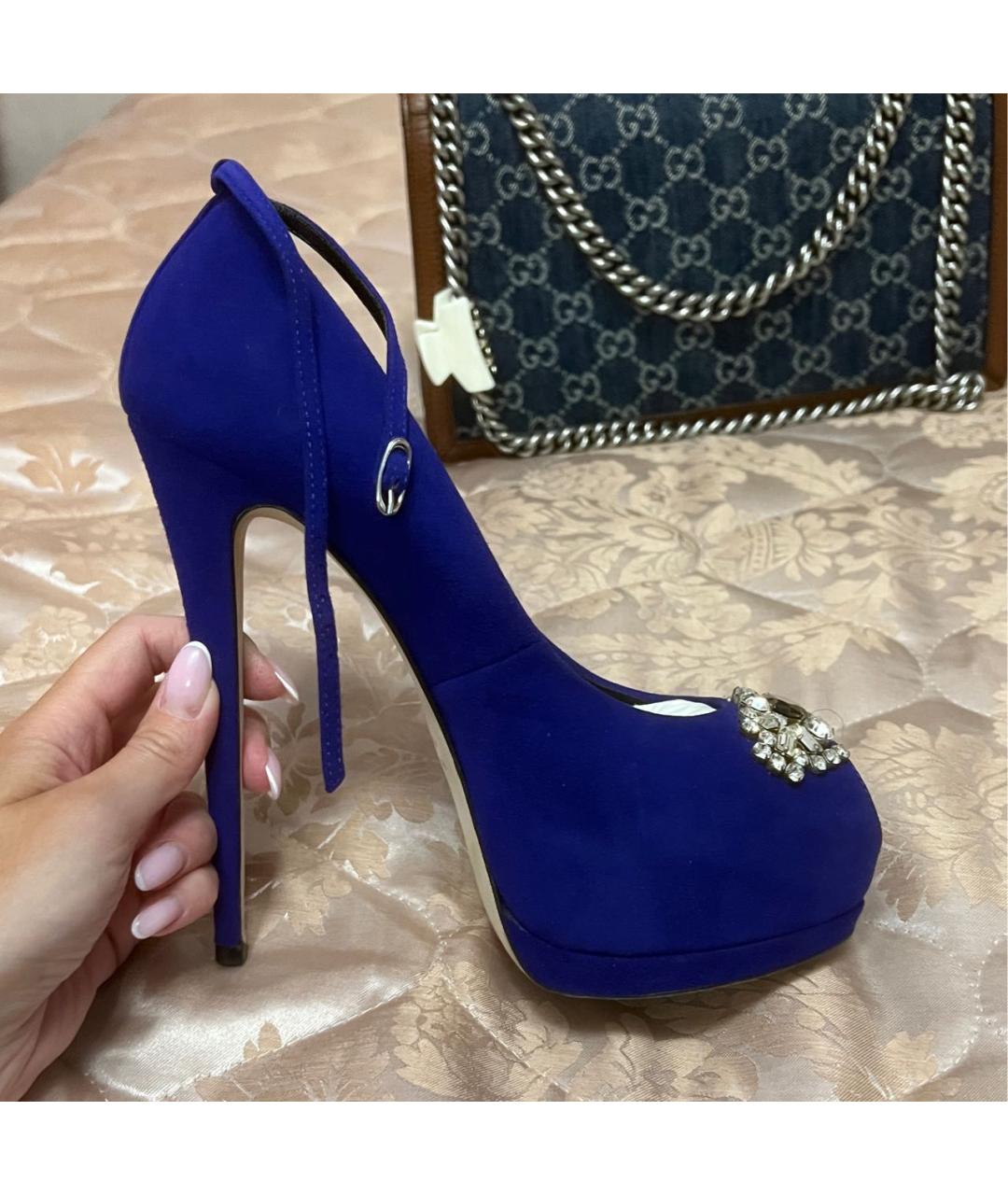 GIUSEPPE ZANOTTI DESIGN Синие замшевые туфли, фото 9