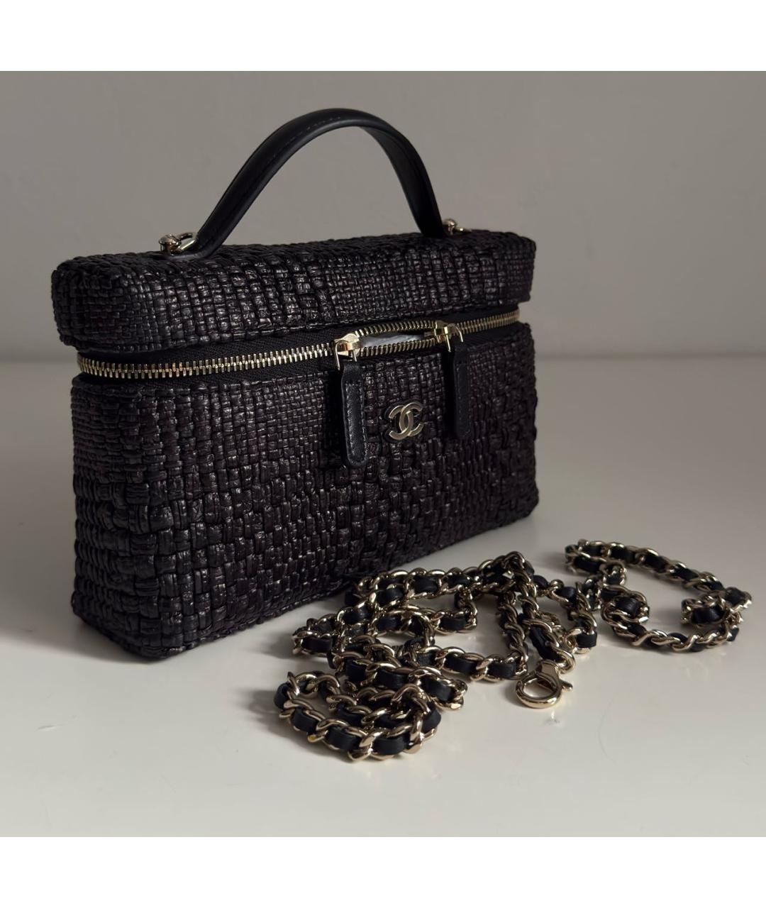 CHANEL Черная плетеная сумка через плечо, фото 2