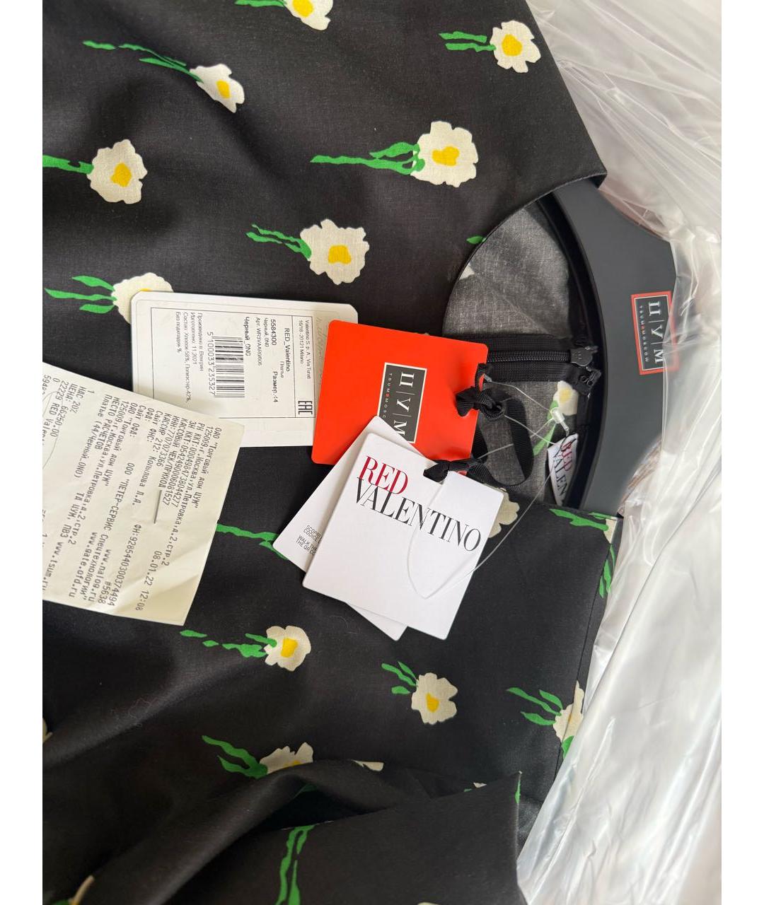 RED VALENTINO Черное хлопковое повседневное платье, фото 2