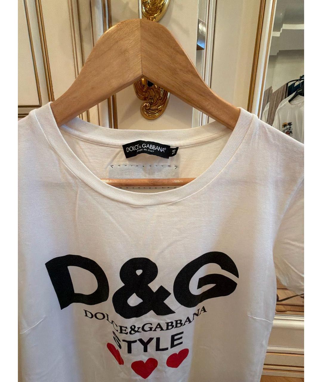 DOLCE&GABBANA Белая хлопко-эластановая футболка, фото 3