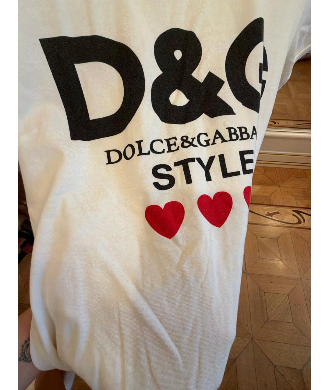 DOLCE&GABBANA Белая хлопко-эластановая футболка, фото 4