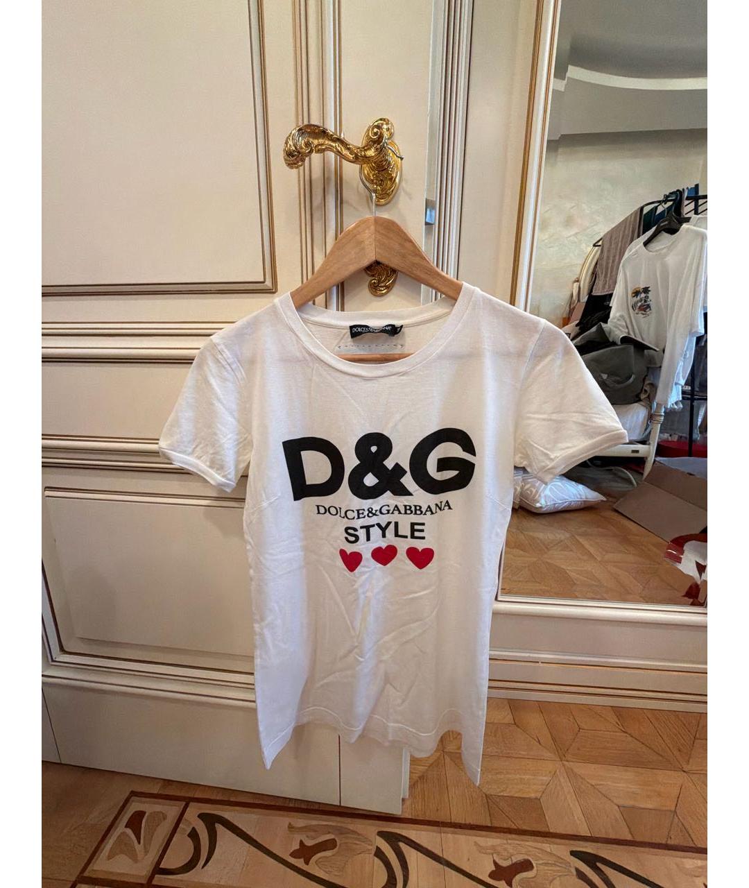 DOLCE&GABBANA Белая хлопко-эластановая футболка, фото 5