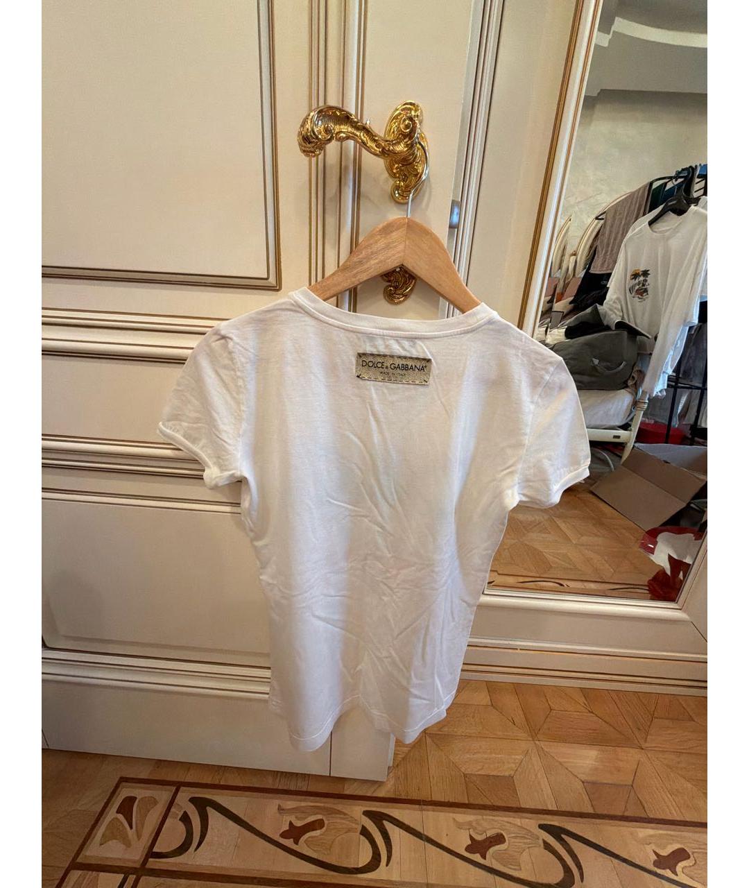 DOLCE&GABBANA Белая хлопко-эластановая футболка, фото 2