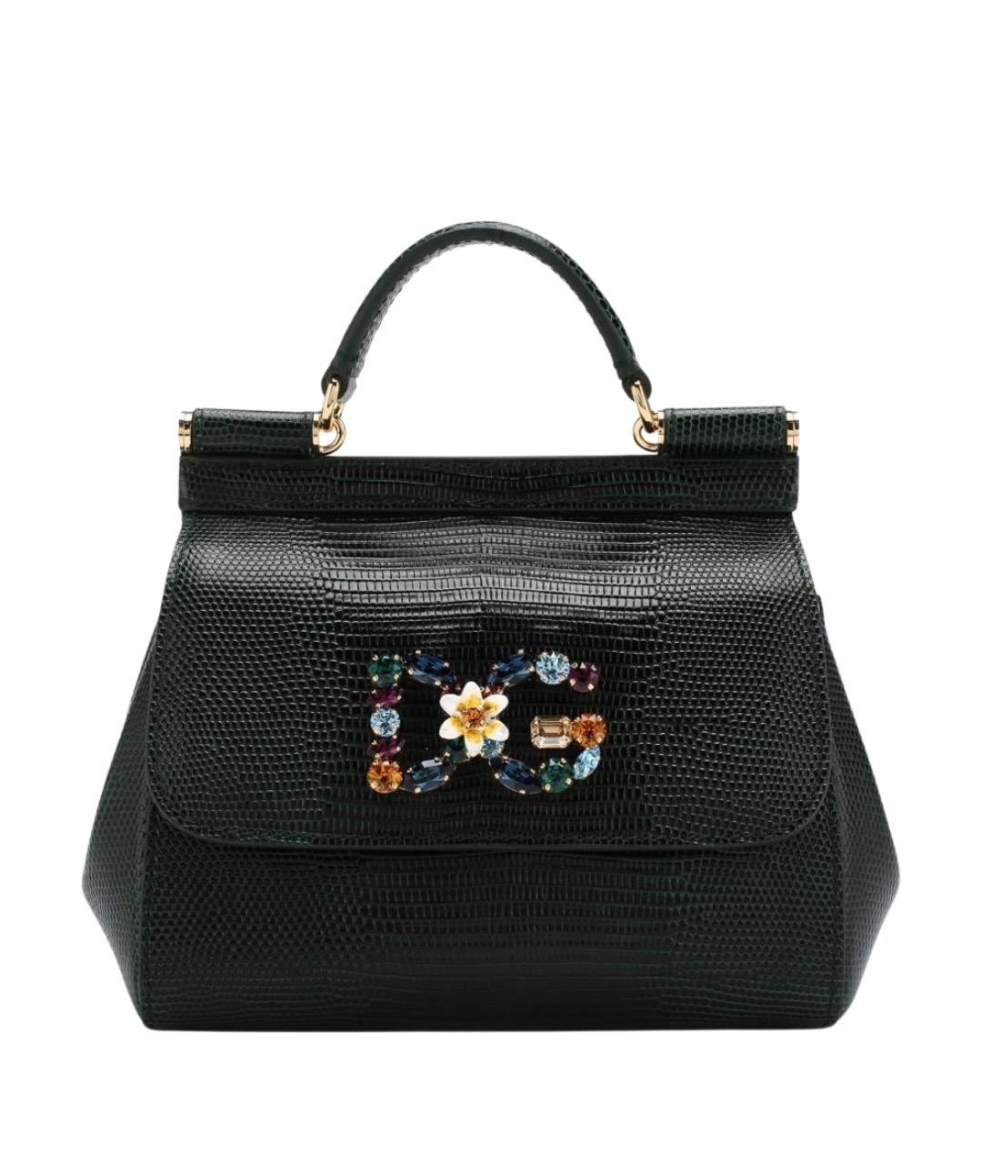 DOLCE&GABBANA Черная кожаная сумка с короткими ручками, фото 1