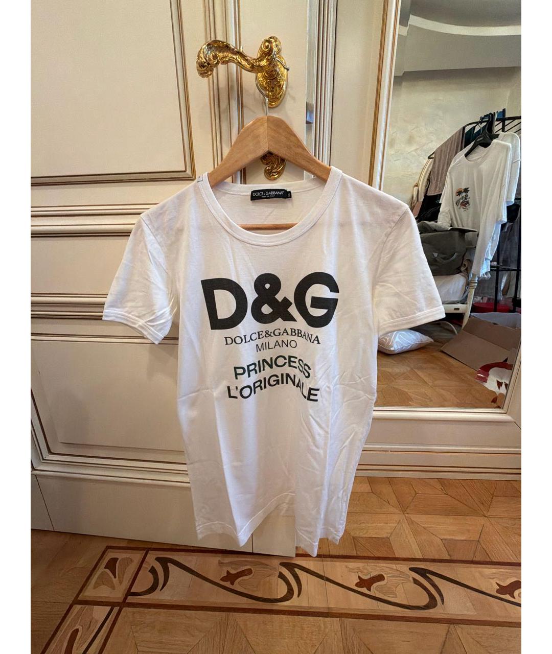 DOLCE&GABBANA Белая хлопко-эластановая футболка, фото 5