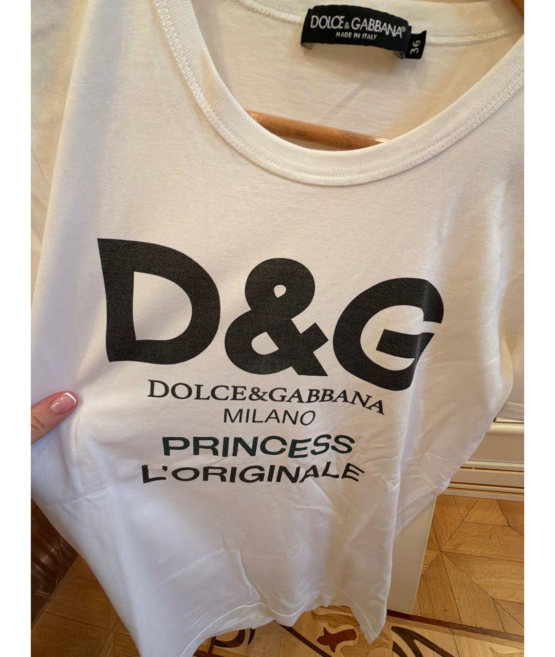 DOLCE&GABBANA Белая хлопко-эластановая футболка, фото 4