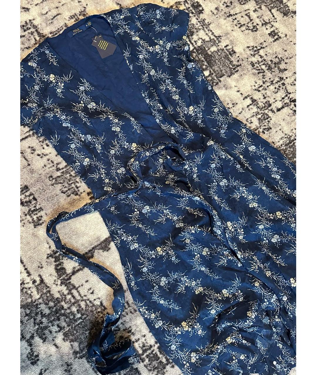 POLO RALPH LAUREN Синее хлопковое повседневное платье, фото 2