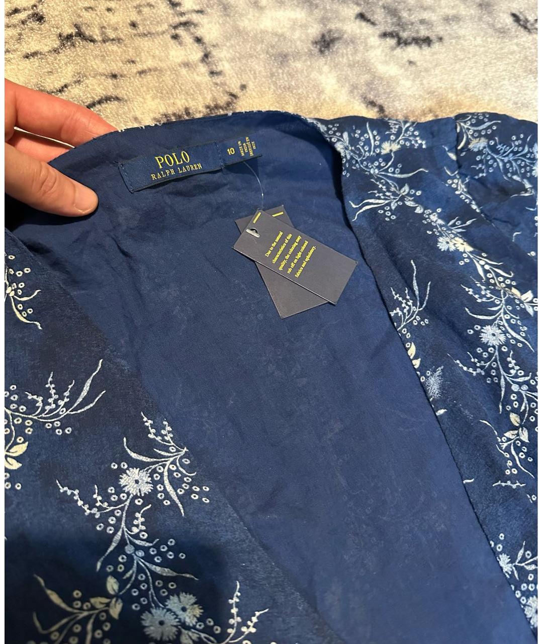 POLO RALPH LAUREN Синее хлопковое повседневное платье, фото 3