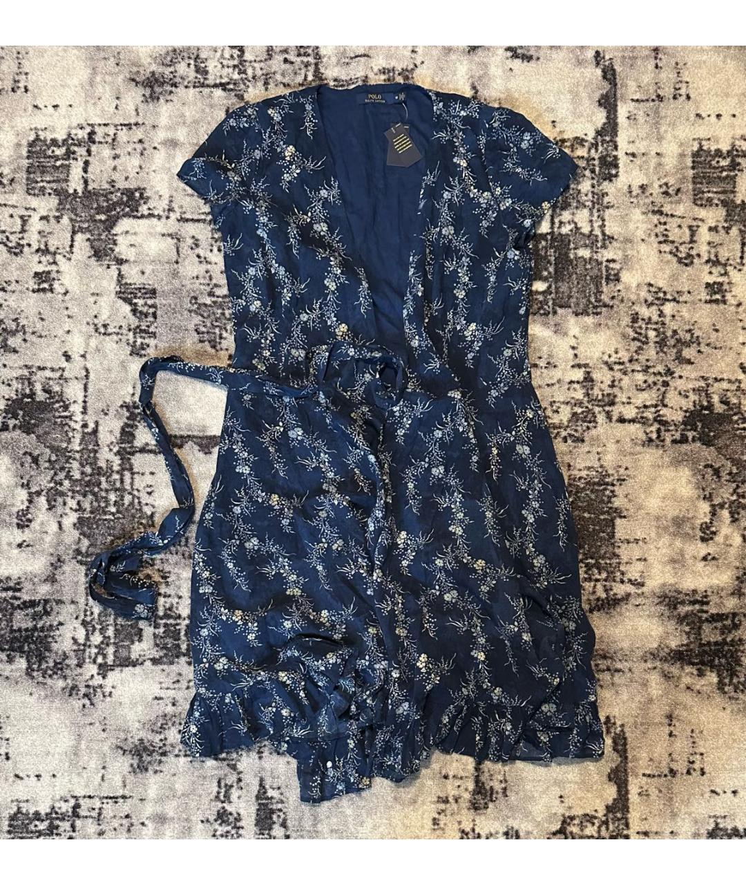 POLO RALPH LAUREN Синее хлопковое повседневное платье, фото 9