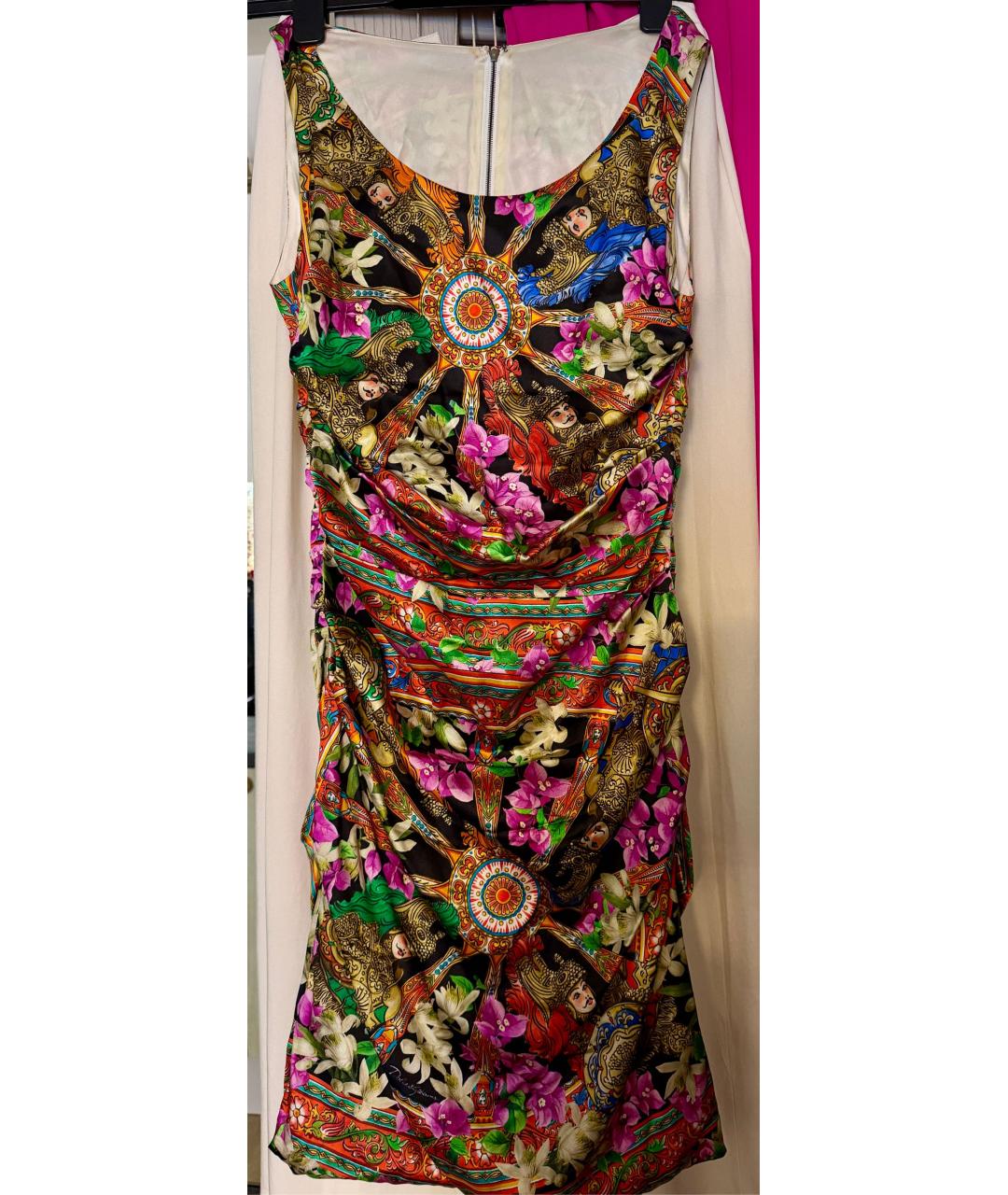 DOLCE&GABBANA Мульти шелковое коктейльное платье, фото 5