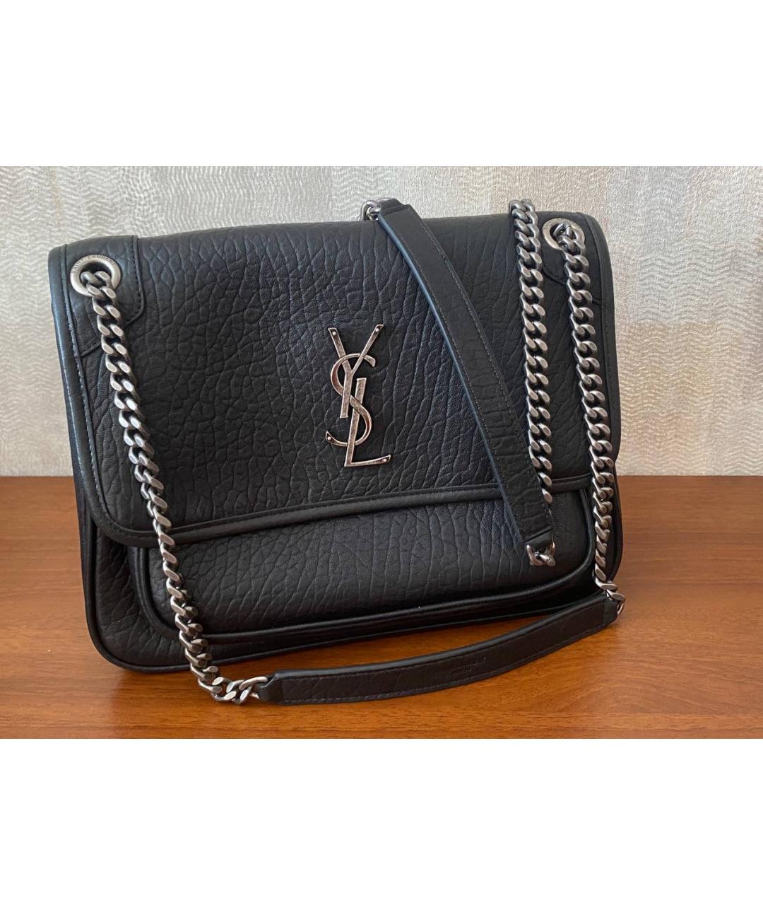 SAINT LAURENT Черная кожаная сумка через плечо, фото 9