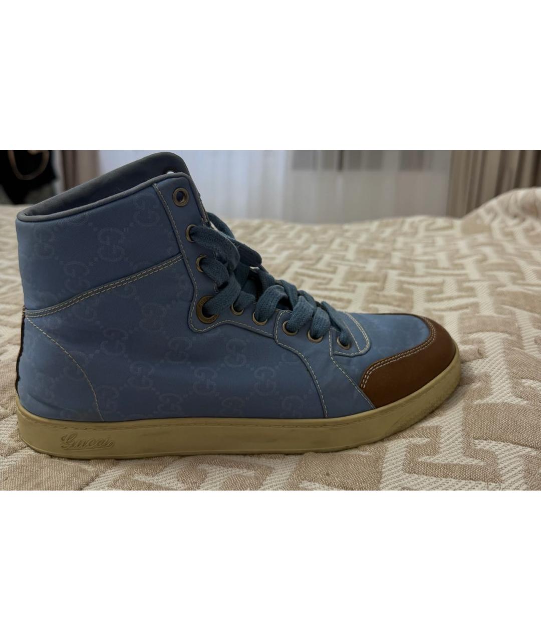 GUCCI Голубые высокие кроссовки / кеды, фото 5