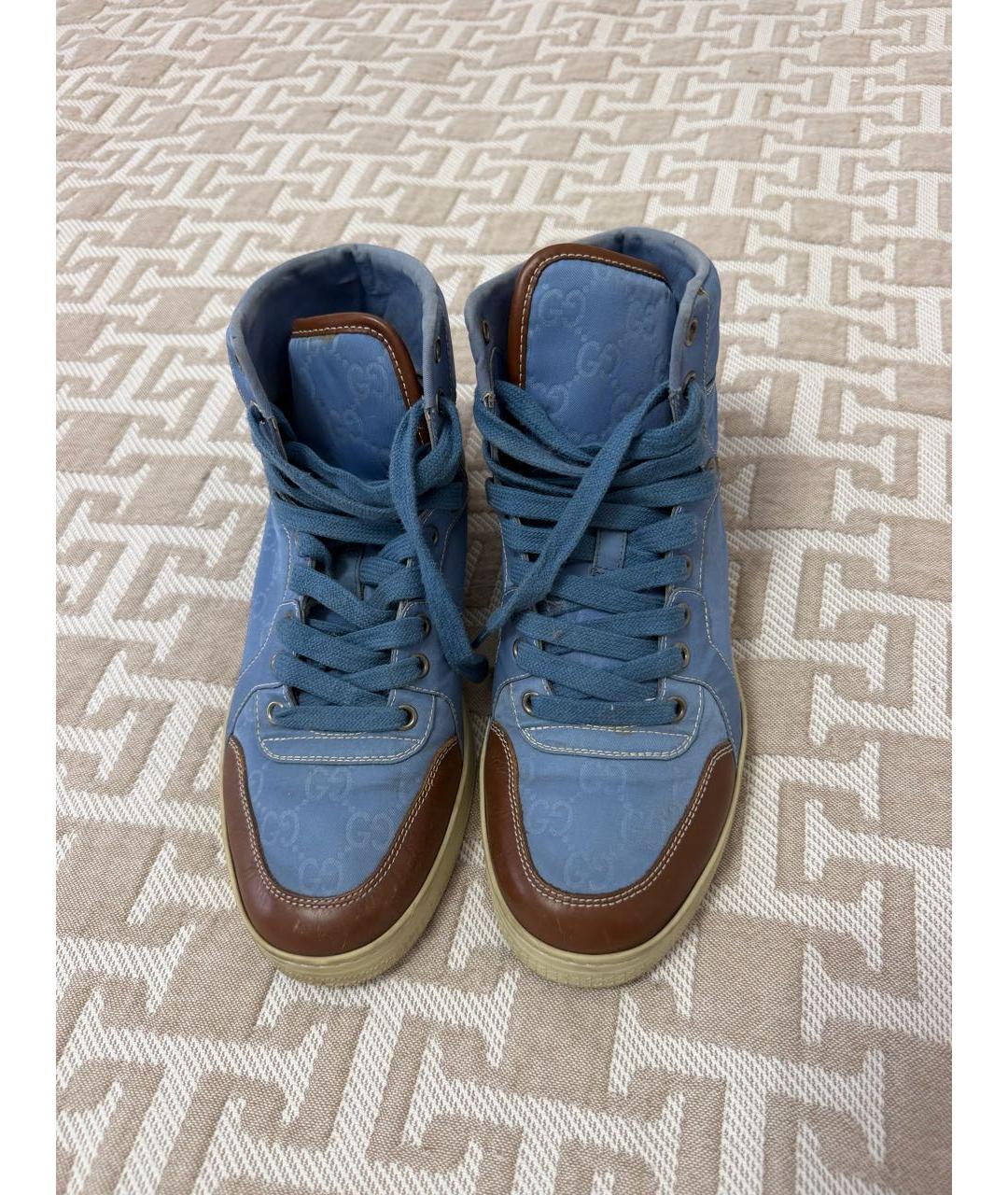 GUCCI Голубые высокие кроссовки / кеды, фото 2