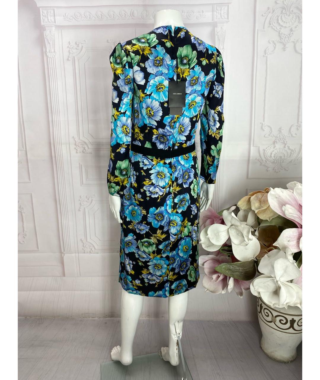 DOLCE&GABBANA Мульти шелковое платье, фото 6