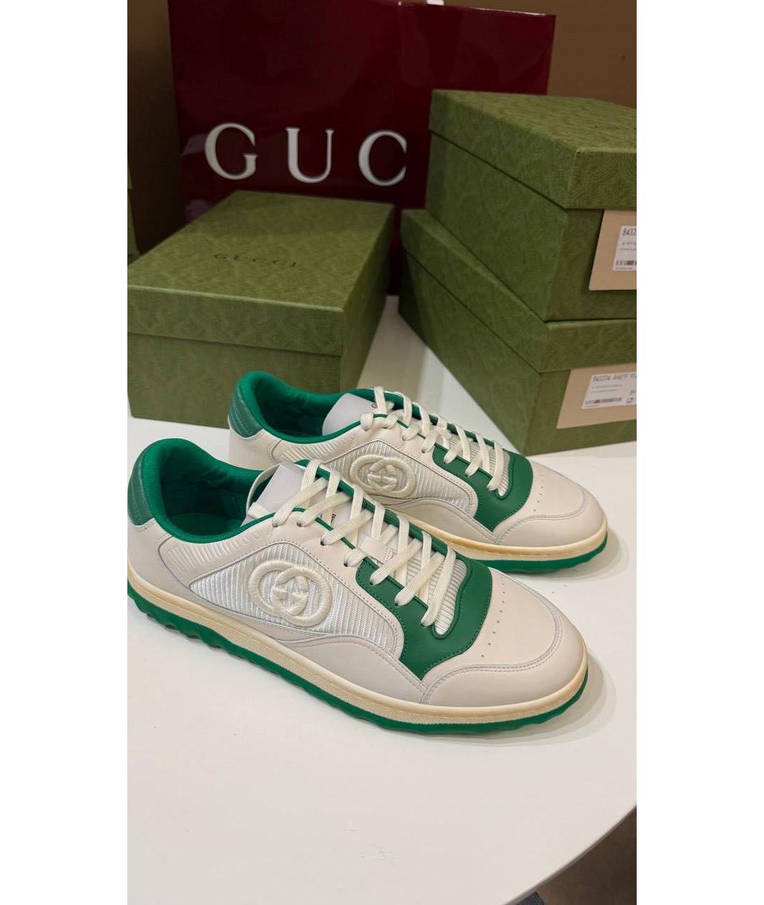 GUCCI Белые кожаные низкие кроссовки / кеды, фото 6