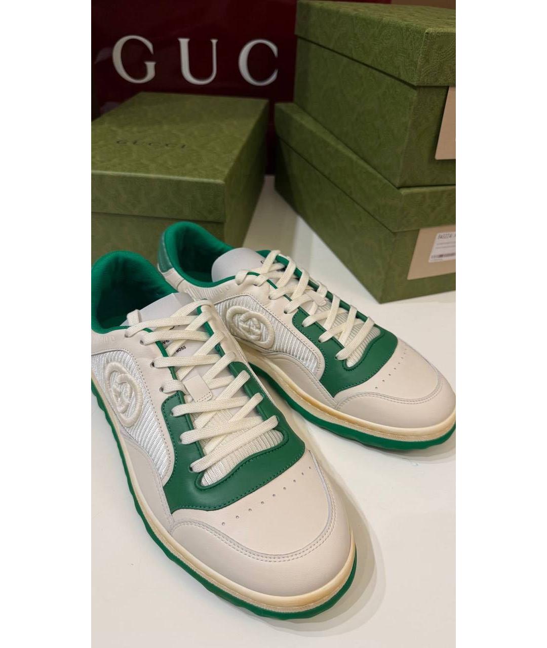 GUCCI Белые кожаные низкие кроссовки / кеды, фото 2