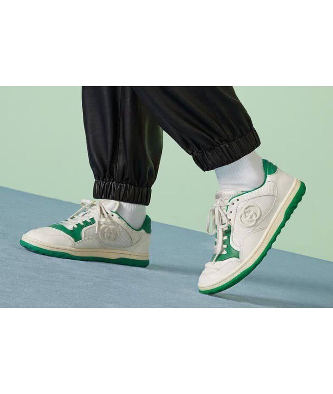 GUCCI Белые кожаные низкие кроссовки / кеды, фото 5