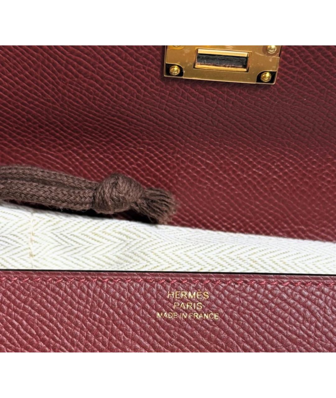 HERMES Бордовая кожаная сумка через плечо, фото 4