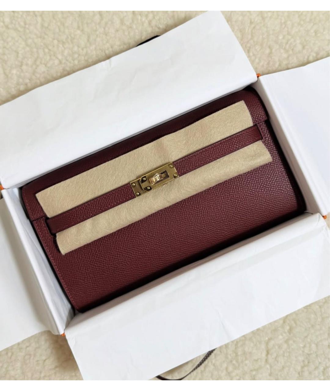 HERMES Бордовая кожаная сумка через плечо, фото 2