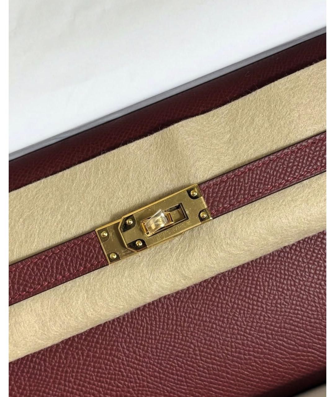 HERMES Бордовая кожаная сумка через плечо, фото 3