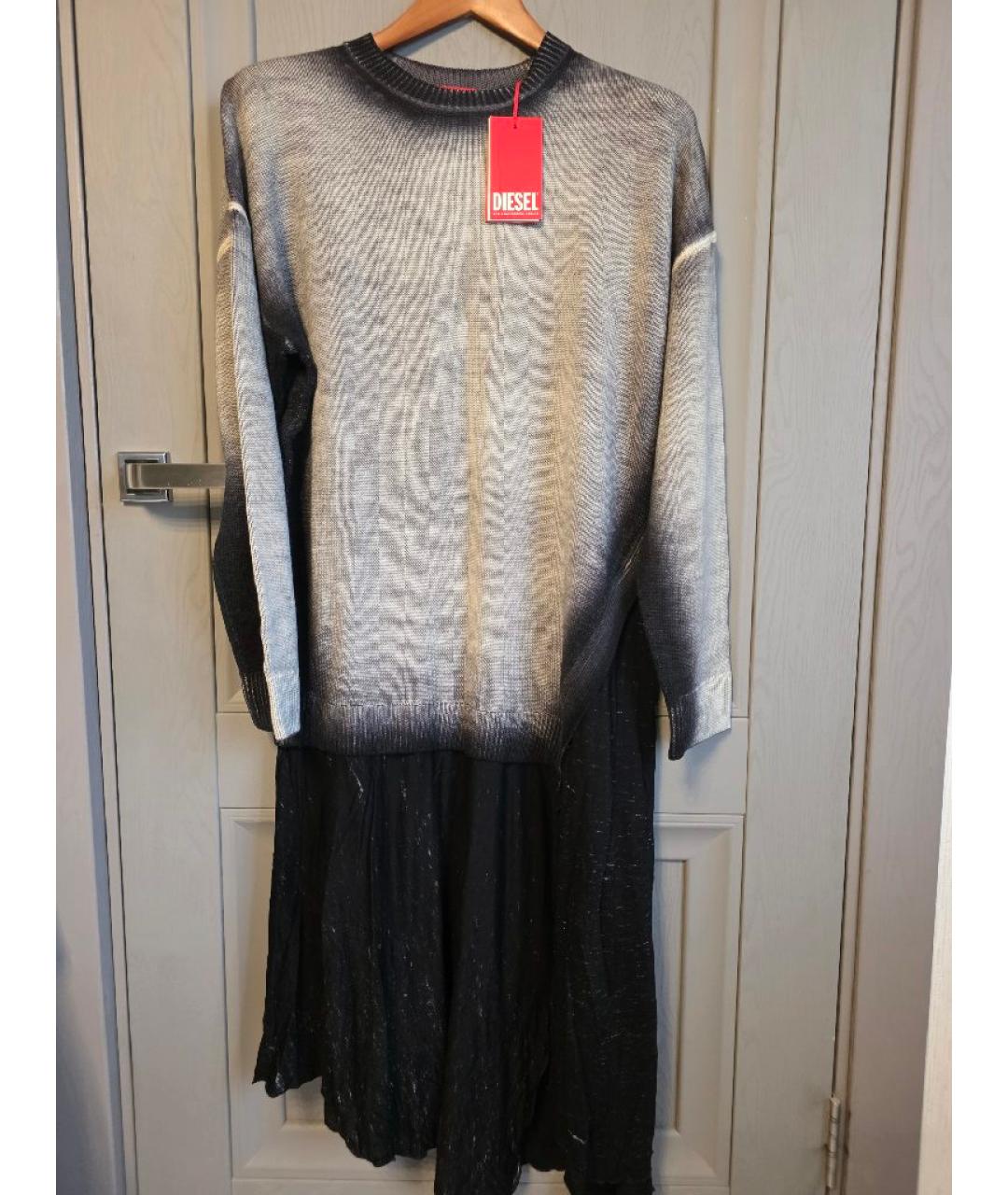 DIESEL Черное шерстяное повседневное платье, фото 2