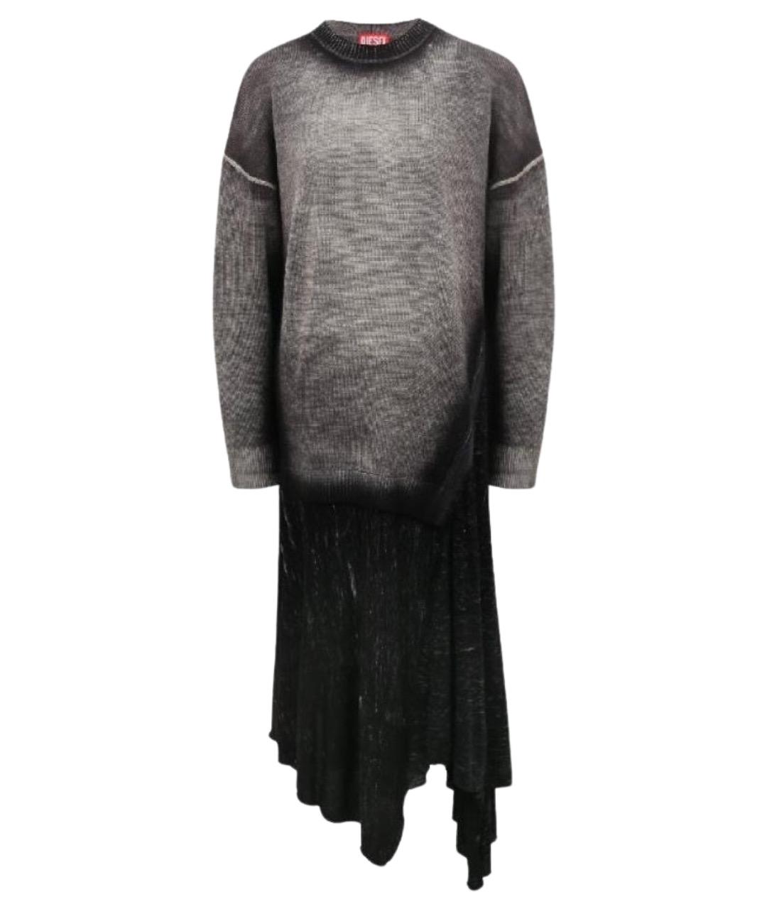 DIESEL Черное шерстяное повседневное платье, фото 1
