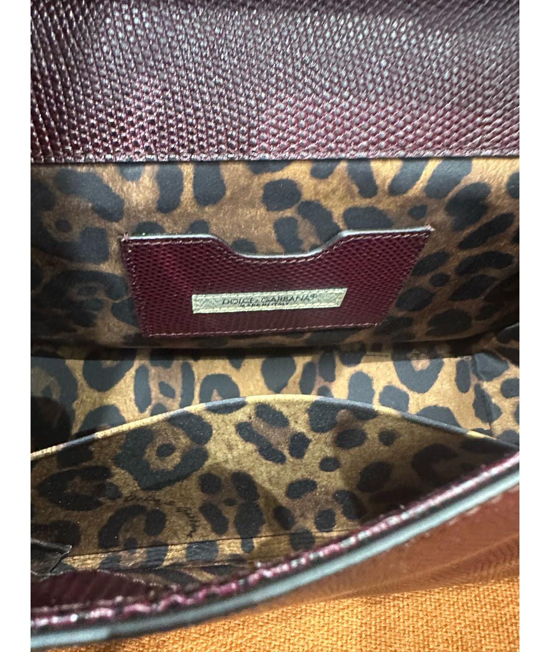 DOLCE&GABBANA Бордовая кожаная сумка с короткими ручками, фото 5