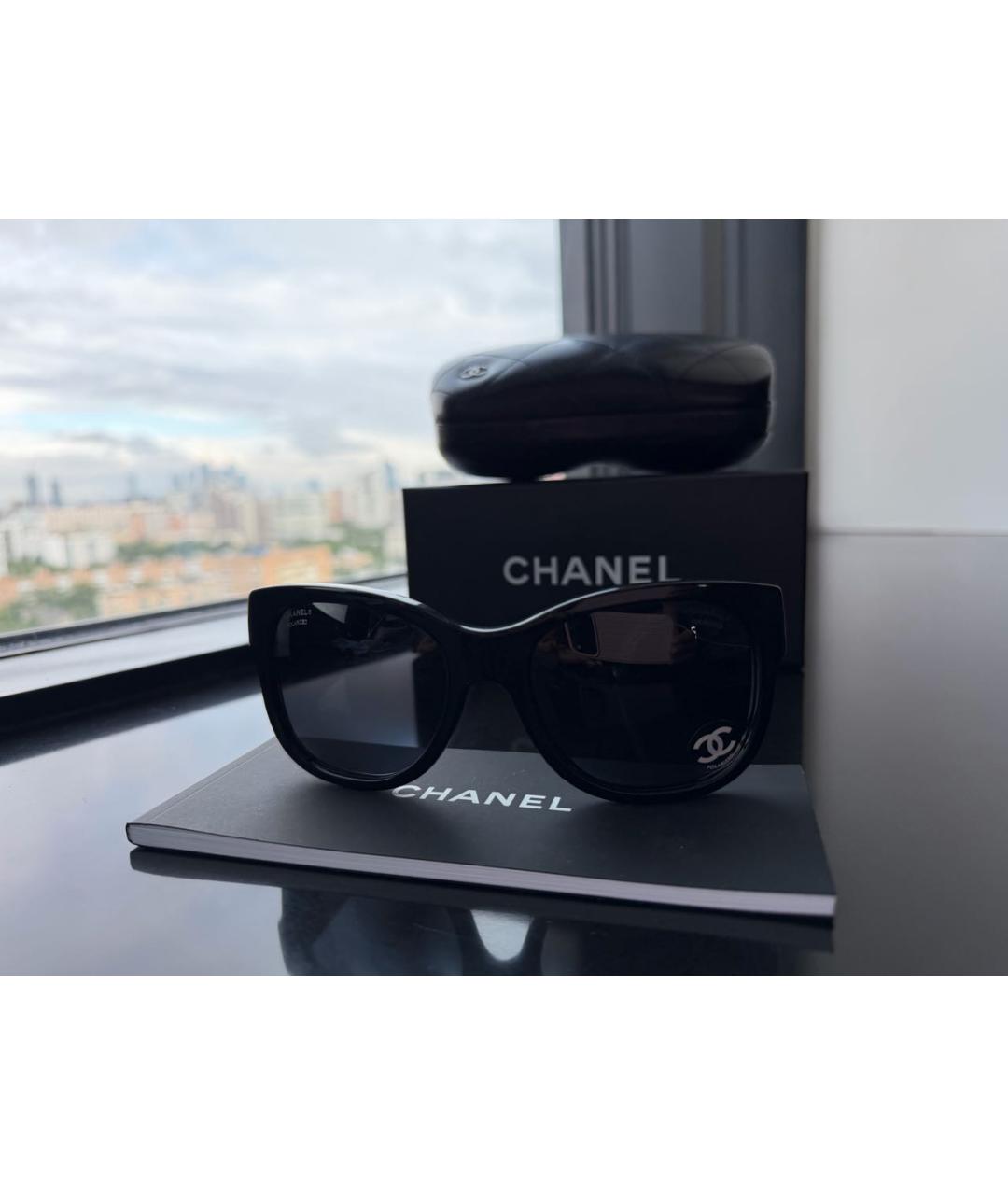 CHANEL Черные пластиковые солнцезащитные очки, фото 9