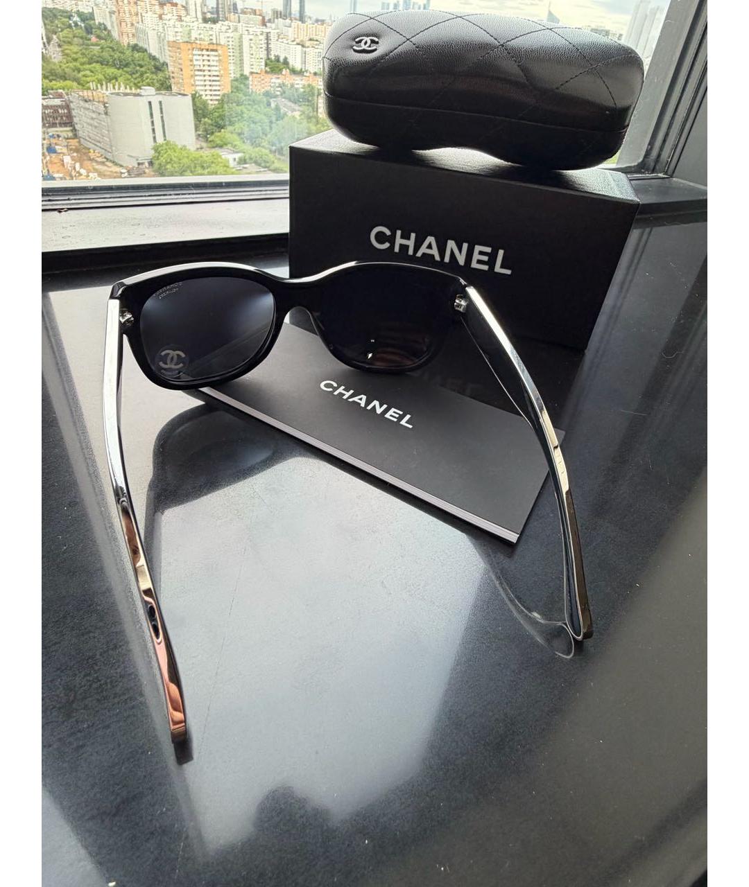 CHANEL Черные пластиковые солнцезащитные очки, фото 3