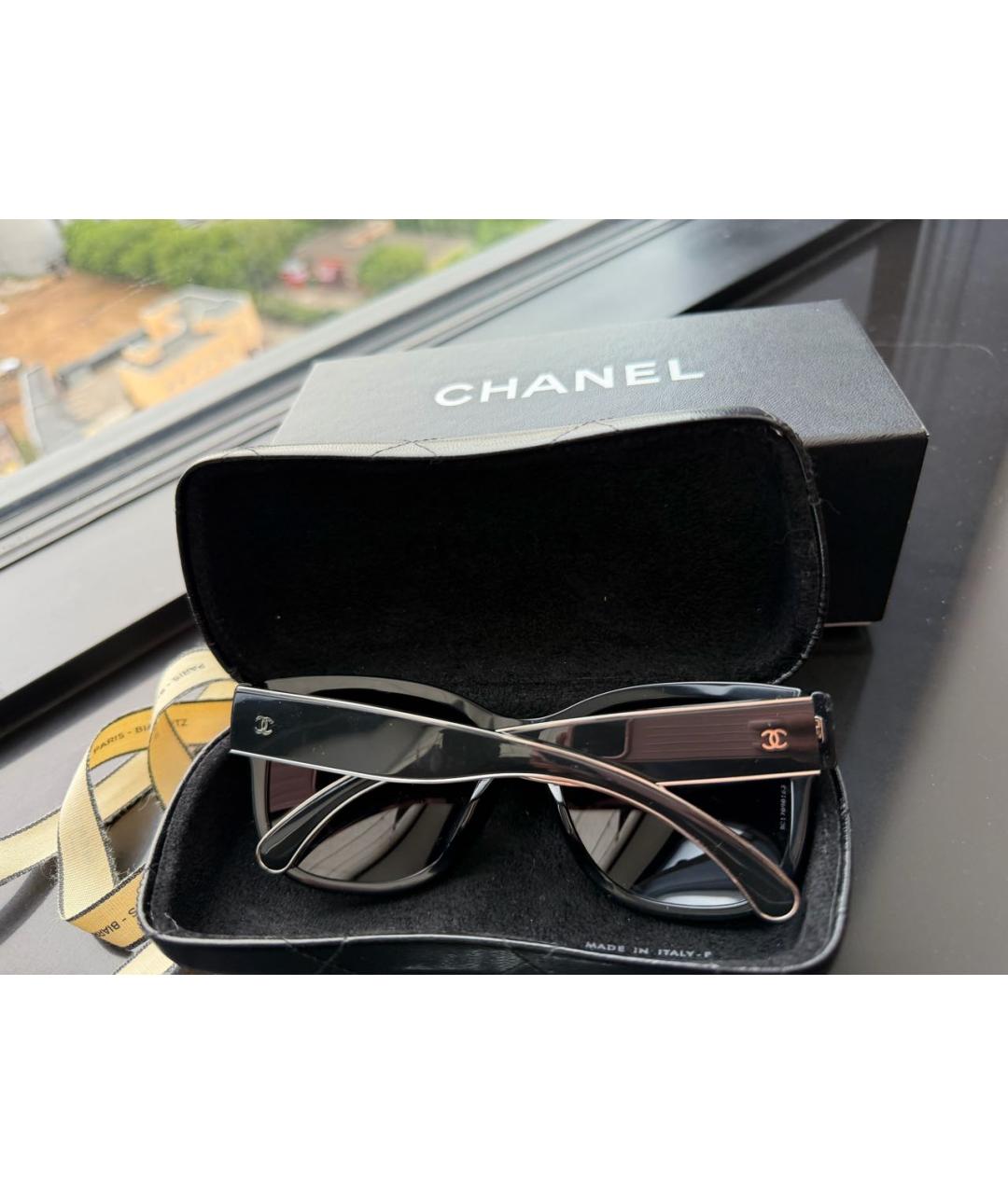 CHANEL Черные пластиковые солнцезащитные очки, фото 4