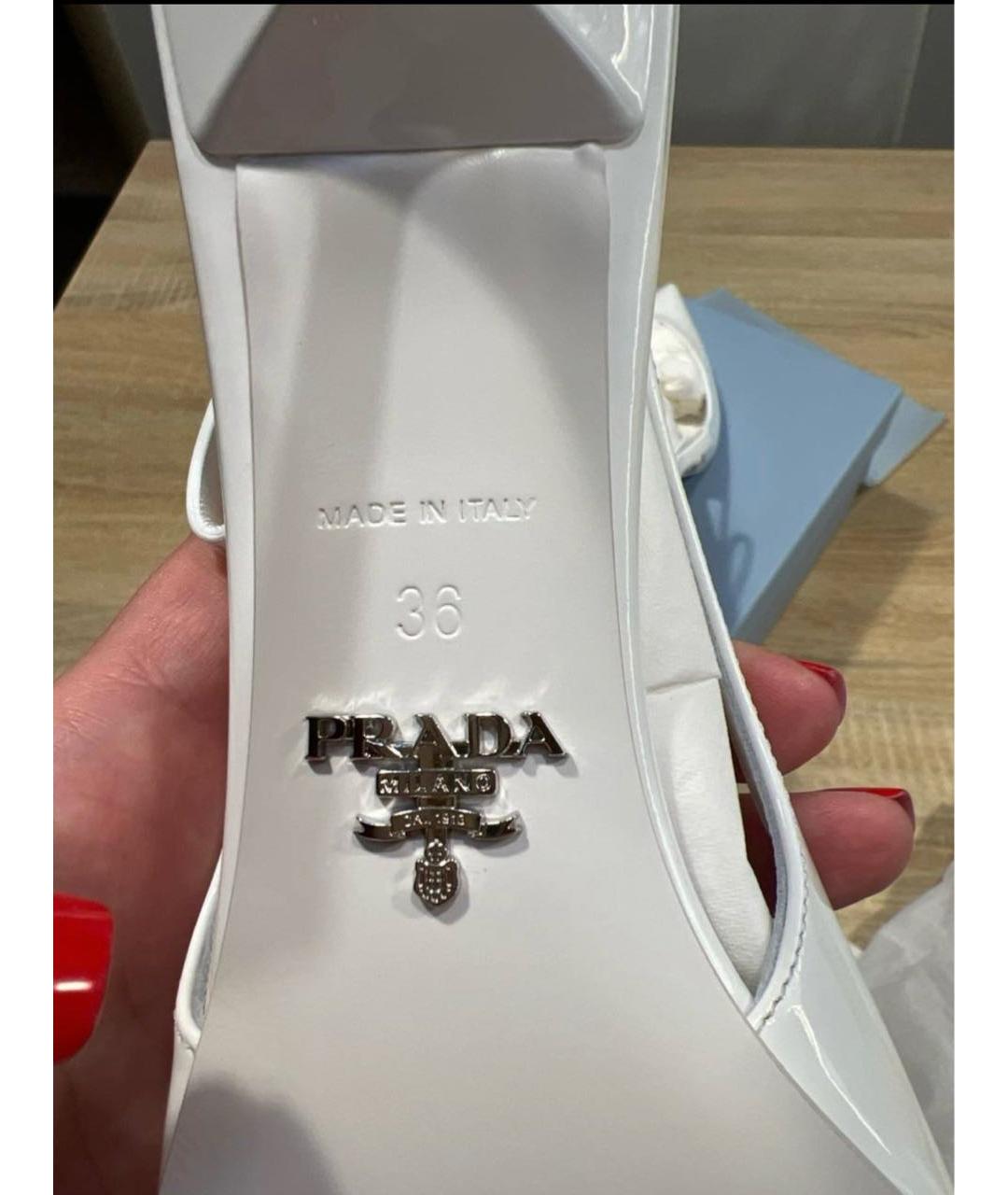 PRADA Белые кожаные босоножки, фото 5