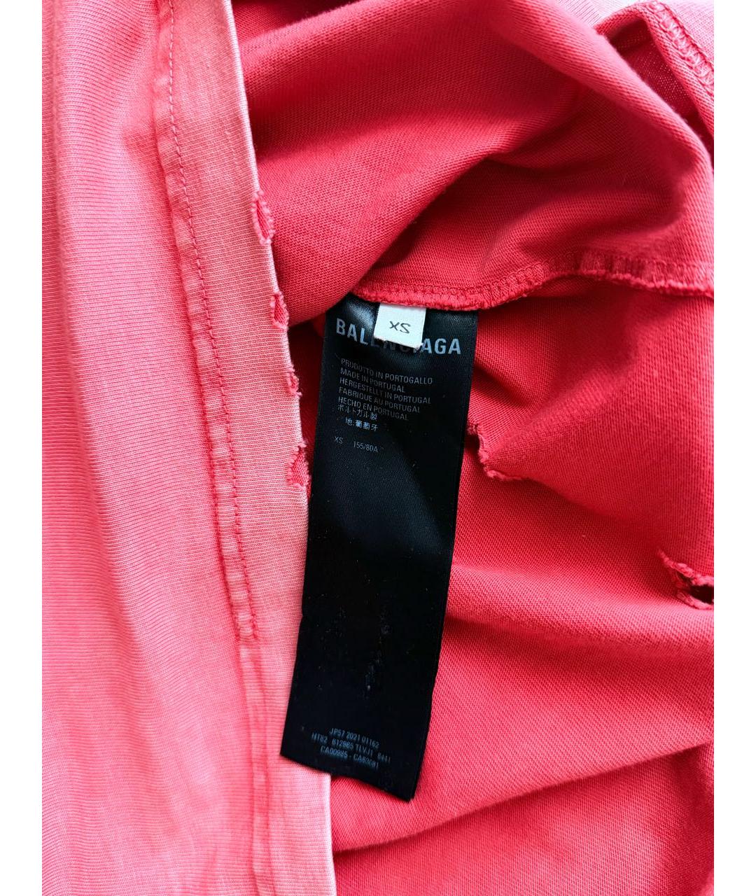BALENCIAGA Коралловая хлопковая футболка, фото 6