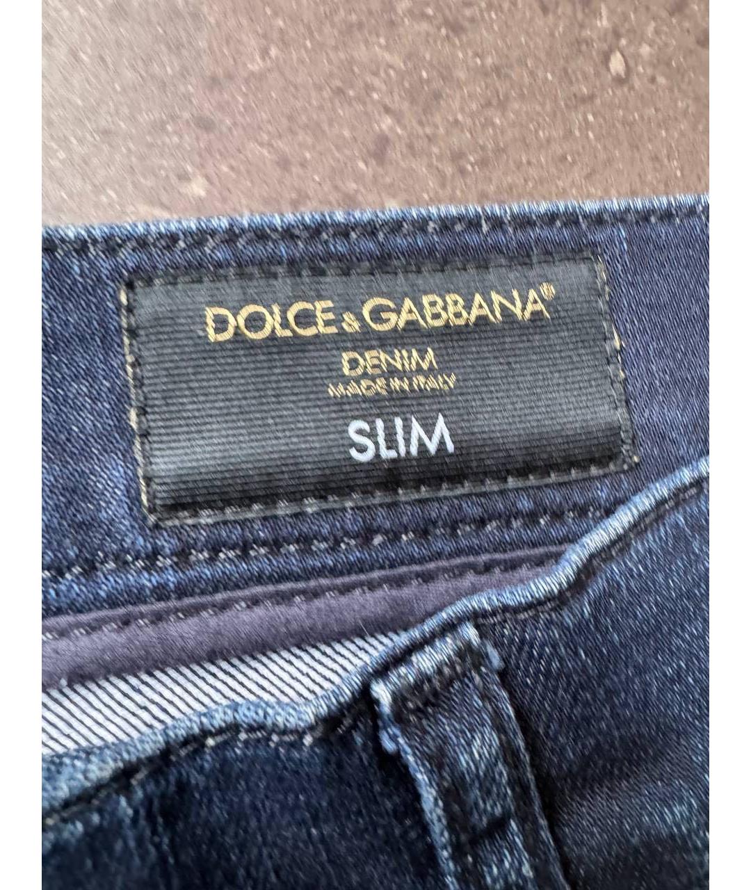 DOLCE&GABBANA Синие хлопковые прямые джинсы, фото 3