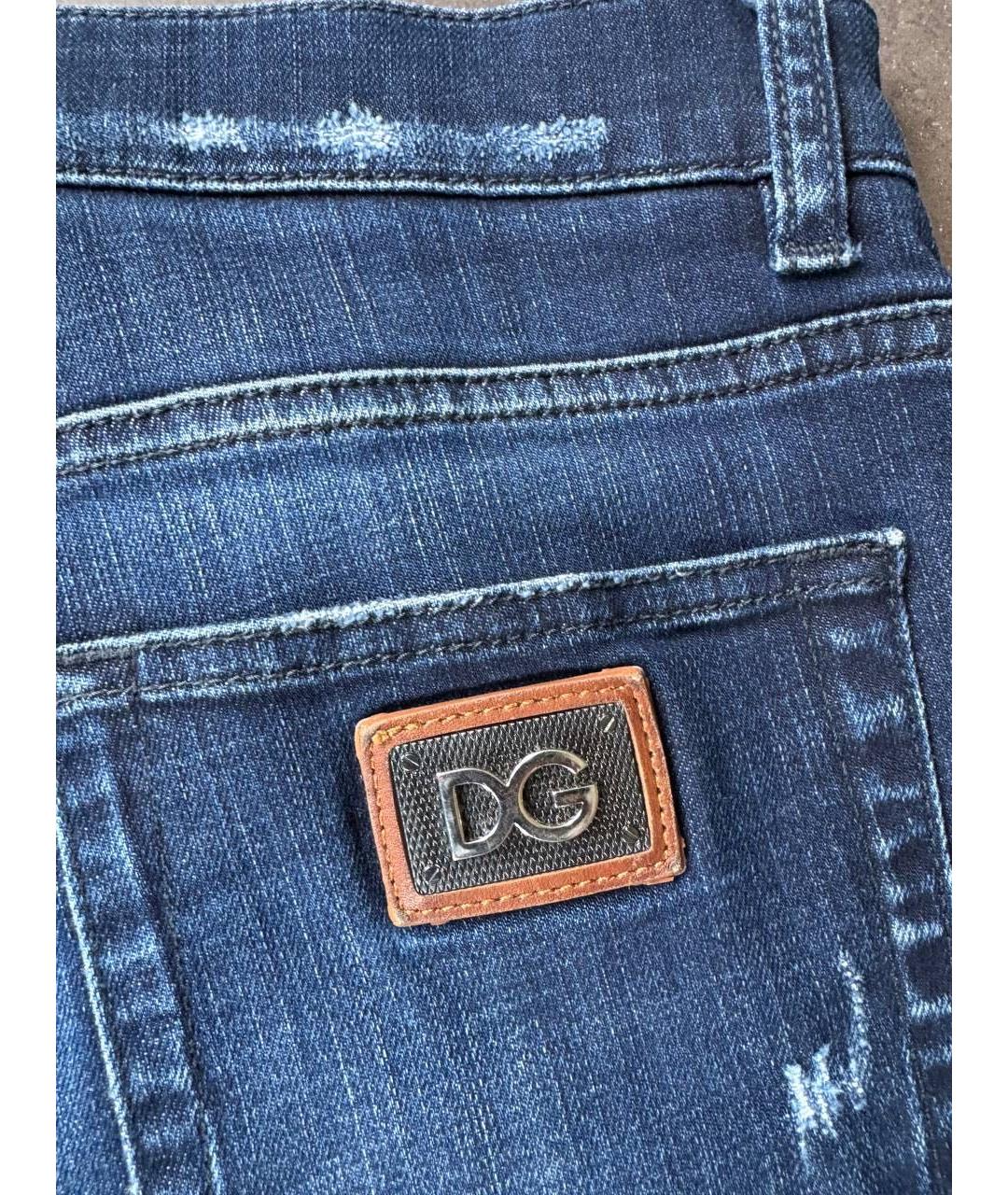 DOLCE&GABBANA Синие хлопковые прямые джинсы, фото 5