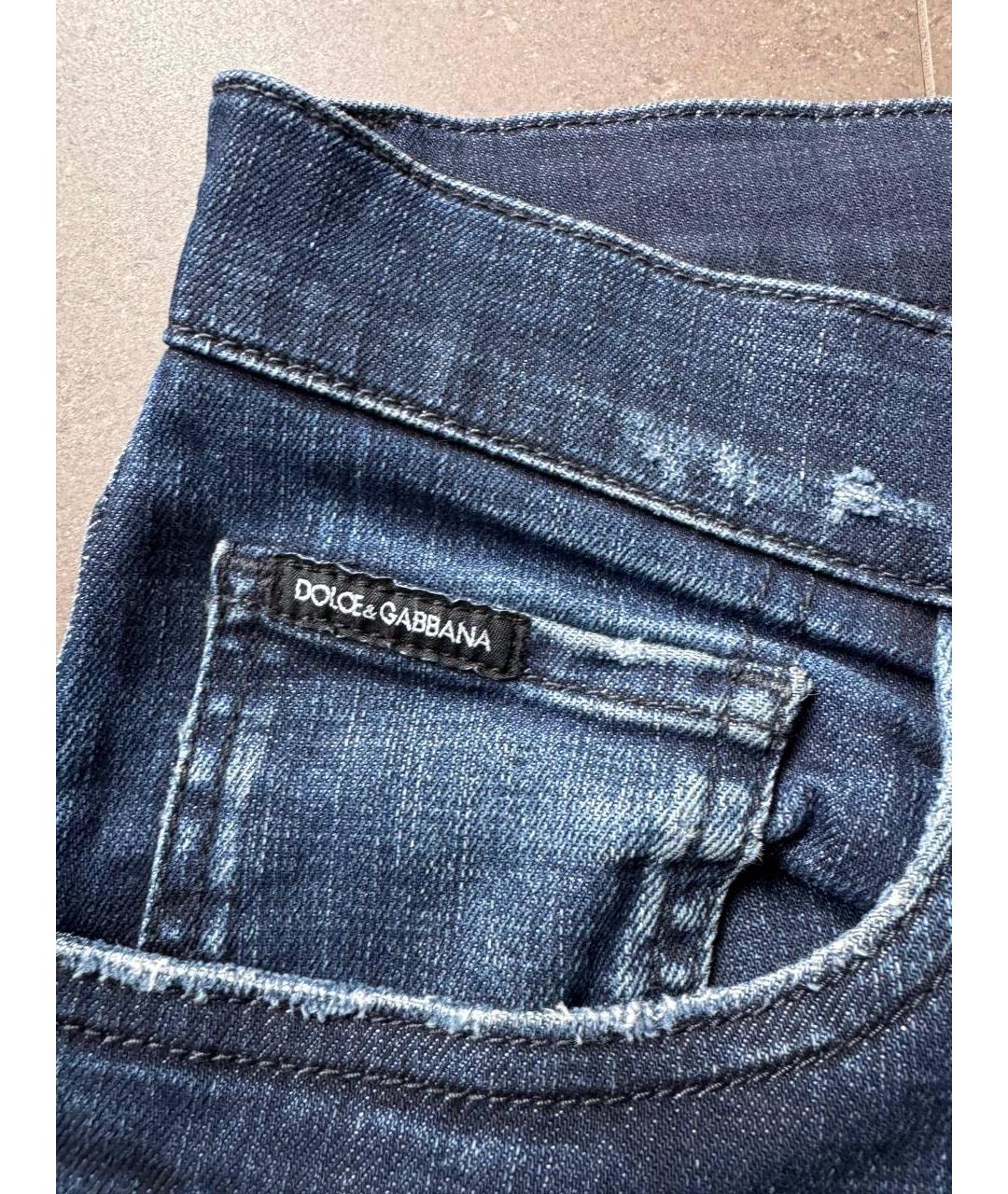 DOLCE&GABBANA Синие хлопковые прямые джинсы, фото 4