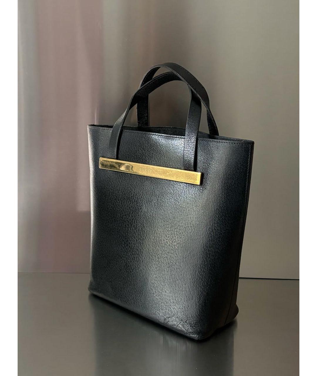 GUCCI Черная кожаная сумка с короткими ручками, фото 2
