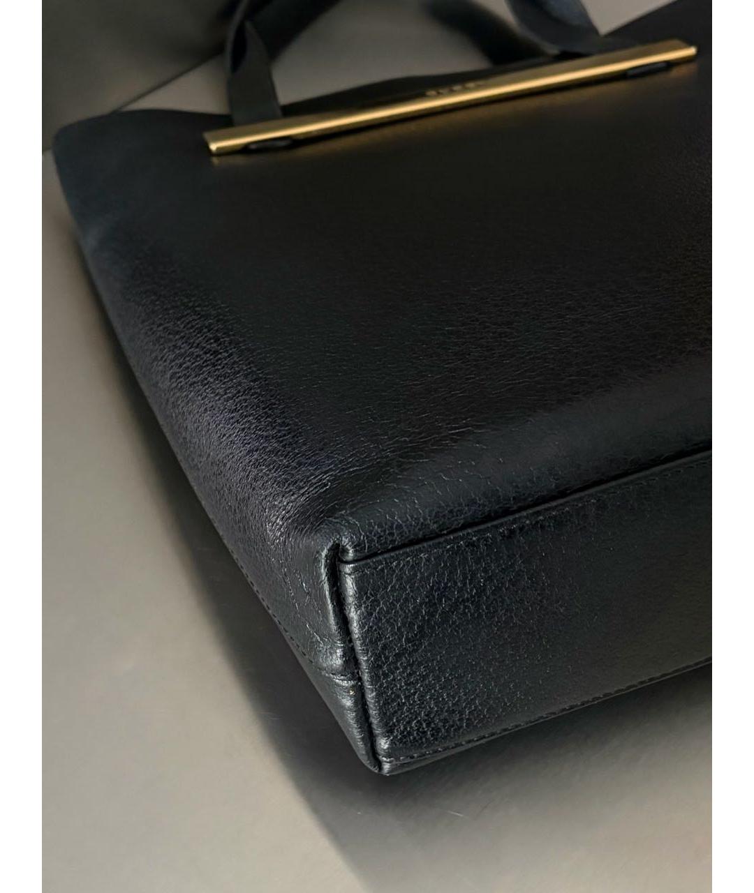 GUCCI Черная кожаная сумка с короткими ручками, фото 5