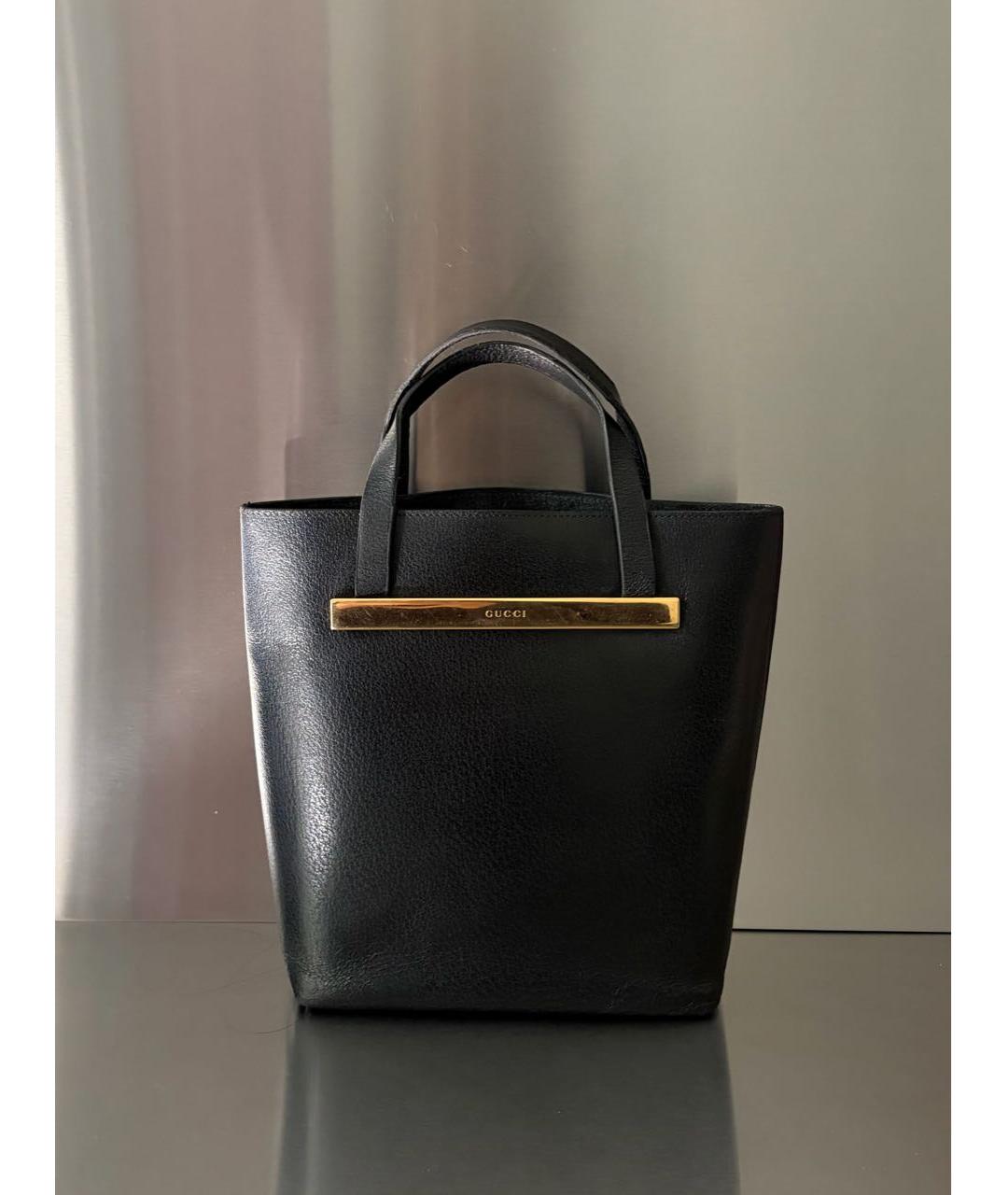 GUCCI Черная кожаная сумка с короткими ручками, фото 9