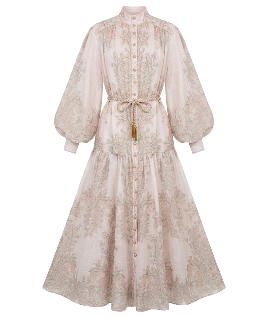ZIMMERMANN Бежевое льняное коктейльное платье, фото 1