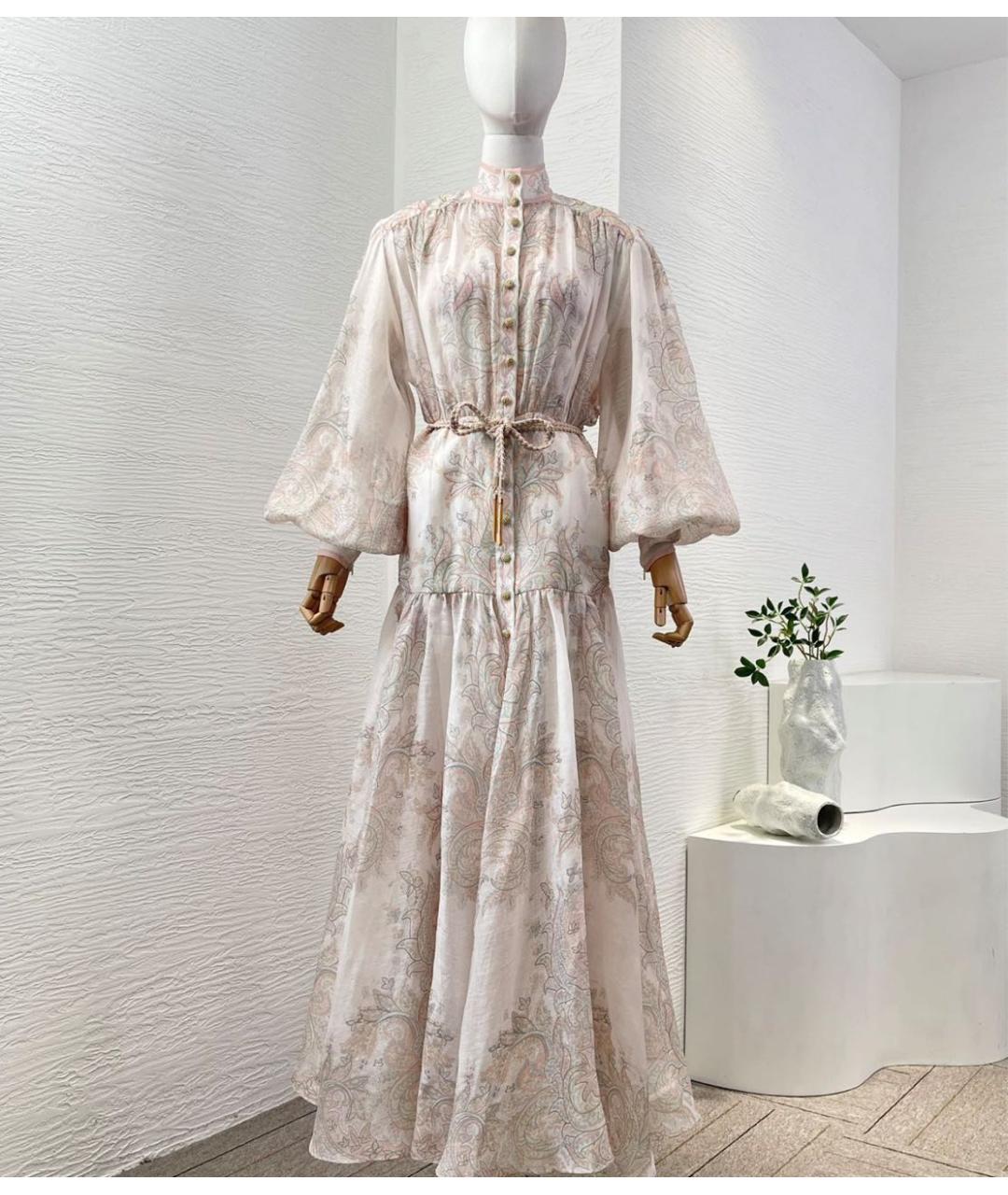 ZIMMERMANN Бежевое льняное коктейльное платье, фото 4
