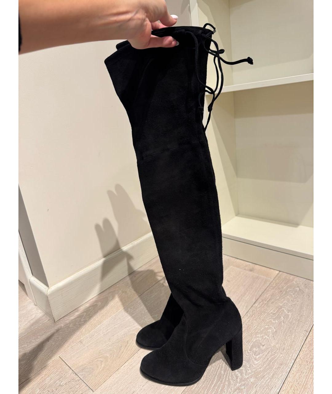 STUART WEITZMAN Черные замшевые ботфорты, фото 3